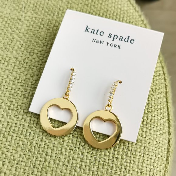 Kate Spade Gold Symbols Heart Drop Earrings